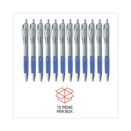 Comfort Grip Gel Pen, Retractable, Medium 0.7 mm, Blue Ink, Gray/Blue/Silver Barrel, Dozen. Picture 4