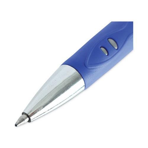 Comfort Grip Gel Pen, Retractable, Medium 0.7 mm, Blue Ink, Gray/Blue/Silver Barrel, Dozen. Picture 6