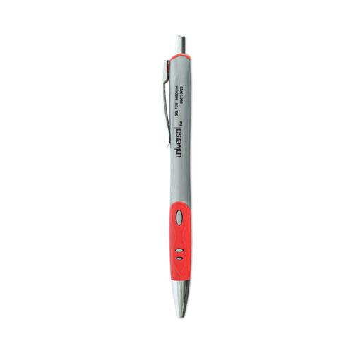 Comfort Grip Gel Pen, Retractable, Medium 0.7 mm, Red Ink, Gray/Red/Silver Barrel, Dozen. Picture 1