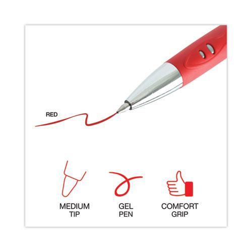 Comfort Grip Gel Pen, Retractable, Medium 0.7 mm, Red Ink, Gray/Red/Silver Barrel, Dozen. Picture 5