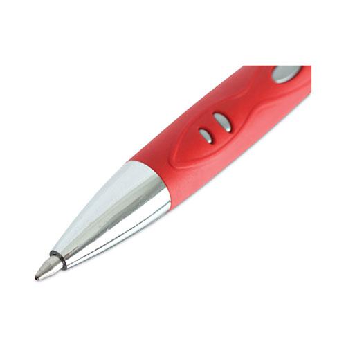 Comfort Grip Gel Pen, Retractable, Medium 0.7 mm, Red Ink, Gray/Red/Silver Barrel, Dozen. Picture 6