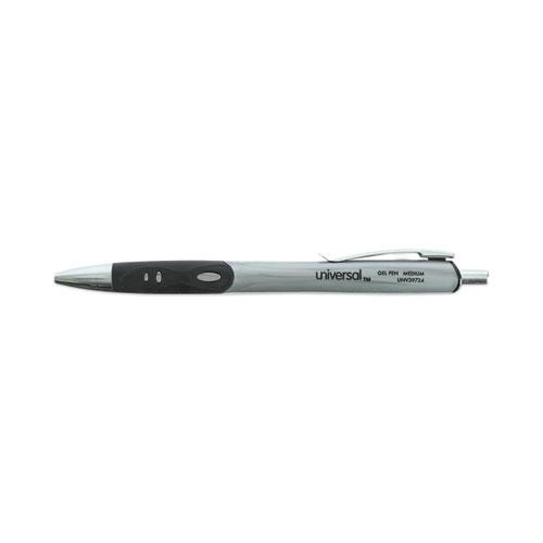 Comfort Grip Gel Pen, Retractable, Medium 0.7 mm, Black Ink, Silver Barrel, 36/Pack. Picture 3