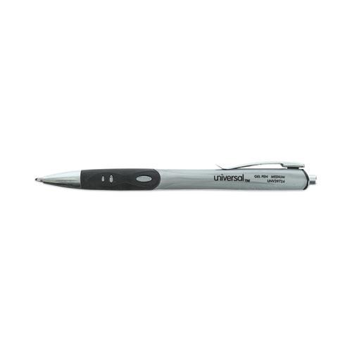 Comfort Grip Gel Pen, Retractable, Medium 0.7 mm, Black Ink, Silver Barrel, 36/Pack. Picture 4