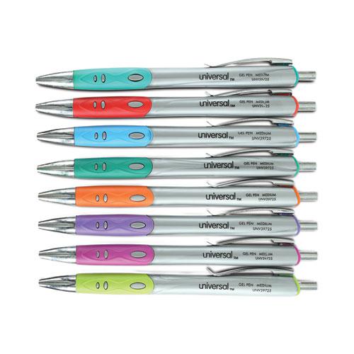 Comfort Grip Gel Pen, Retractable, Medium 0.7 mm, Assorted Ink and Barrel Colors, 8/Pack. Picture 3