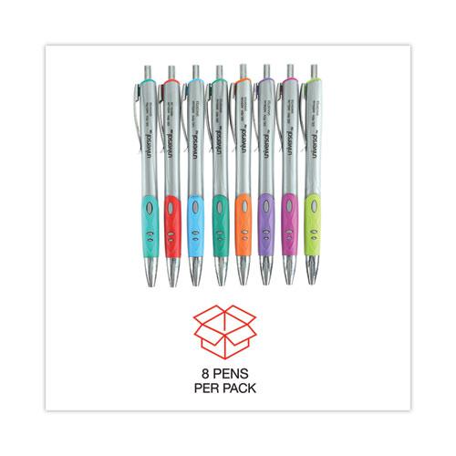 Comfort Grip Gel Pen, Retractable, Medium 0.7 mm, Assorted Ink and Barrel Colors, 8/Pack. Picture 4