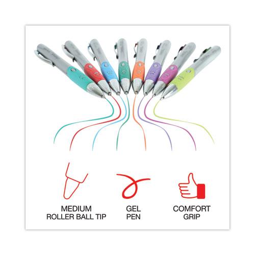 Comfort Grip Gel Pen, Retractable, Medium 0.7 mm, Assorted Ink and Barrel Colors, 8/Pack. Picture 5