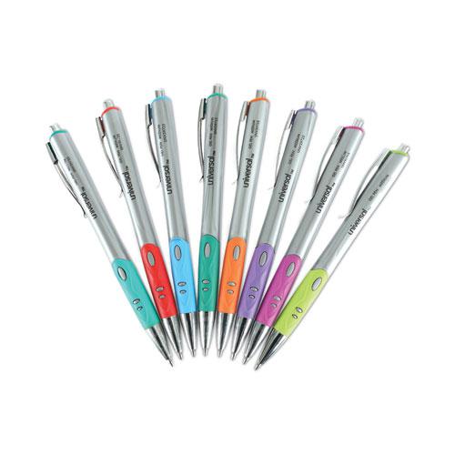 Comfort Grip Gel Pen, Retractable, Medium 0.7 mm, Assorted Ink and Barrel Colors, 8/Pack. Picture 7