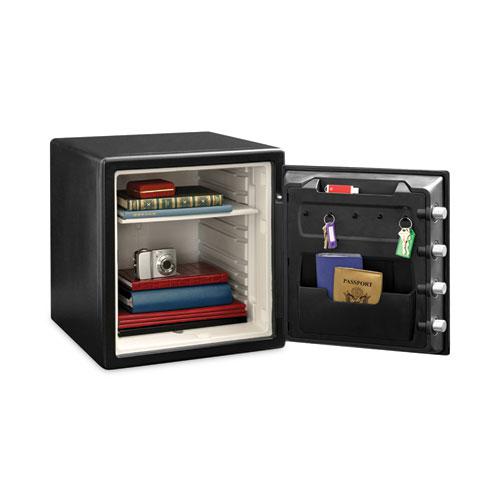 Fire-Safe with Biometric and Keypad Access, 1.23 cu ft, 16.3w x 19.3d x 17.8h, Black. Picture 2