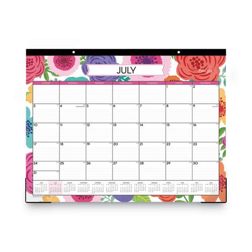 Mahalo Academic Desk Pad, Floral Artwork, 22 x 17, Black Binding, Clear Corners, 12-Month (July to June): 2024 to 2025. Picture 2