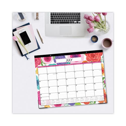 Mahalo Academic Desk Pad, Floral Artwork, 22 x 17, Black Binding, Clear Corners, 12-Month (July to June): 2024 to 2025. Picture 4