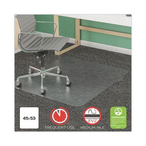 SuperMat Frequent Use Chair Mat, Med Pile Carpet, Flat, 45 x 53, Rectangular, Clear. Picture 2