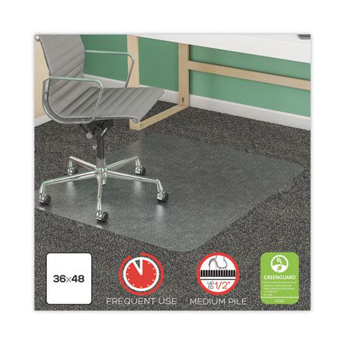 SuperMat Frequent Use Chair Mat, Med Pile Carpet, Roll, 45 x 53, Rectangular, Clear. Picture 2