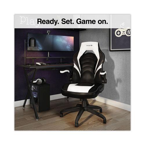 Vortex Bonded Leather Gaming Chair, Supports Up to 301 lbs, 17.9" to 21.6" Seat Height, White/Black Back, Black Base. Picture 5