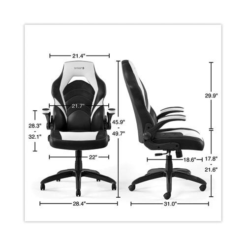 Vortex Bonded Leather Gaming Chair, Supports Up to 301 lbs, 17.9" to 21.6" Seat Height, White/Black Back, Black Base. Picture 7