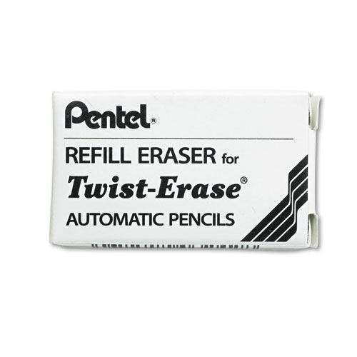 Eraser Refills for Pentel Side FX and Twist-Erase Pencils, Cylindrical Rod, White, 3/Tube. Picture 1