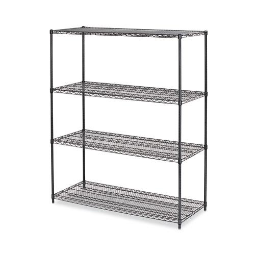 All-Purpose Wire Shelving Starter Kit, Four-Shelf, 60w x 24d x 72h, Black Anthracite Plus. Picture 1