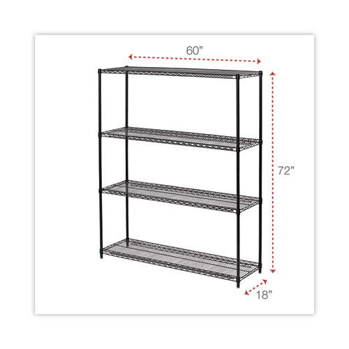 All-Purpose Wire Shelving Starter Kit, Four-Shelf, 60w x 18d x 72h, Black Anthracite Plus. Picture 2
