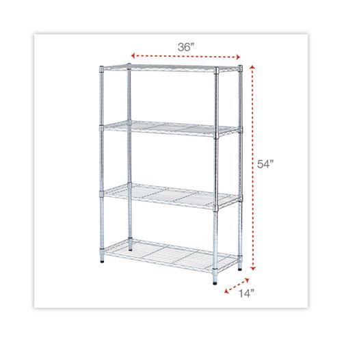 Residential Wire Shelving, Four-Shelf, 36w x 14d x 54h, Silver. Picture 2