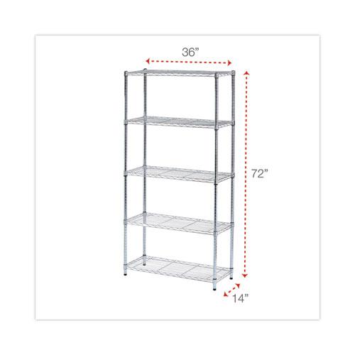 Residential Wire Shelving, Five-Shelf, 36w x 14d x 72h, Silver. Picture 2