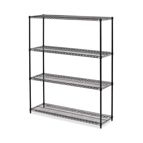 All-Purpose Wire Shelving Starter Kit, Four-Shelf, 60w x 18d x 72h, Black Anthracite Plus. Picture 1