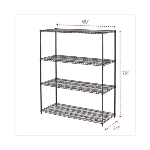 All-Purpose Wire Shelving Starter Kit, Four-Shelf, 60w x 24d x 72h, Black Anthracite Plus. Picture 2