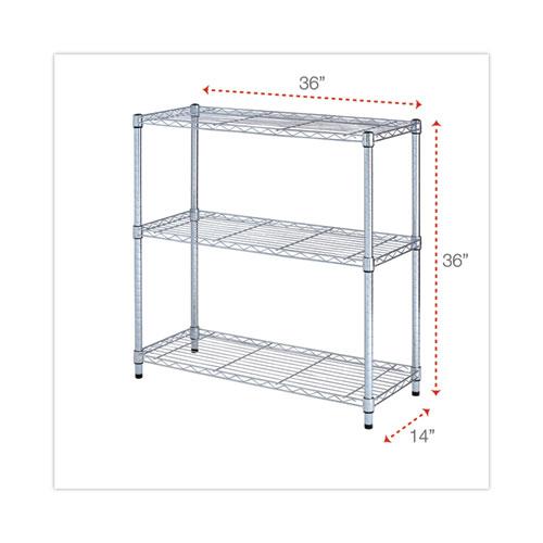Residential Wire Shelving, Three-Shelf, 36w x 14d x 36h, Silver. Picture 2