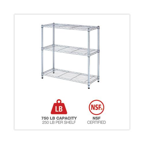 Residential Wire Shelving, Three-Shelf, 36w x 14d x 36h, Silver. Picture 5