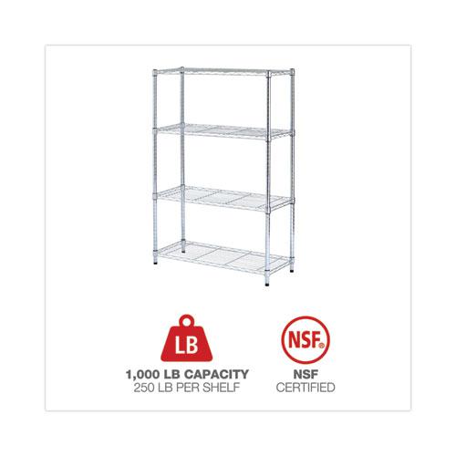 Residential Wire Shelving, Four-Shelf, 36w x 14d x 54h, Silver. Picture 5