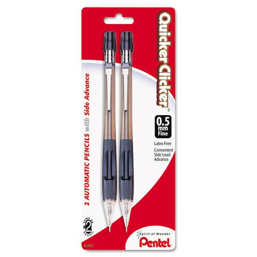 Quicker Clicker Mechanical Pencil, 0.5 mm, HB (#2), Black Lead, Smoke/Black Barrel, 2/Pack. Picture 2