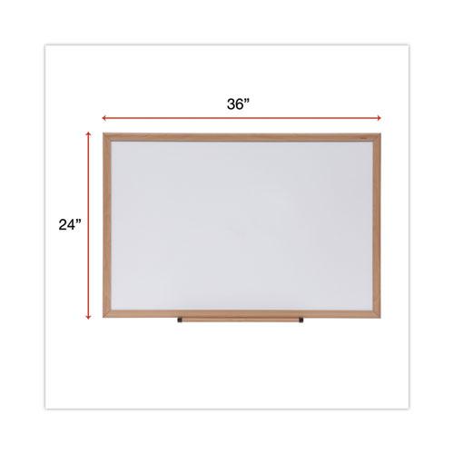 Deluxe Melamine Dry Erase Board, 36 x 24, Melamine White Surface, Oak Fiberboard Frame. Picture 3