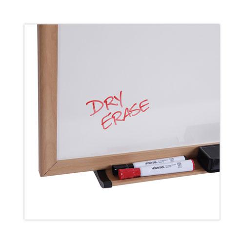 Deluxe Melamine Dry Erase Board, 96 x 48, Melamine White Surface, Oak Fiberboard Frame. Picture 7