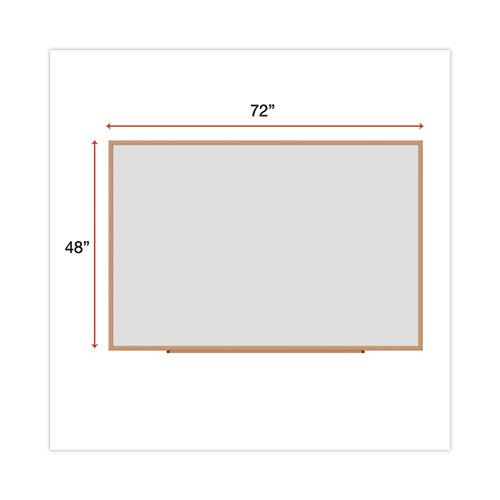 Deluxe Melamine Dry Erase Board, 72 x 48, Melamine White Surface, Oak Fiberboard Frame. Picture 3