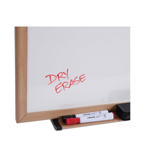 Deluxe Melamine Dry Erase Board, 72 x 48, Melamine White Surface, Oak Fiberboard Frame. Picture 6