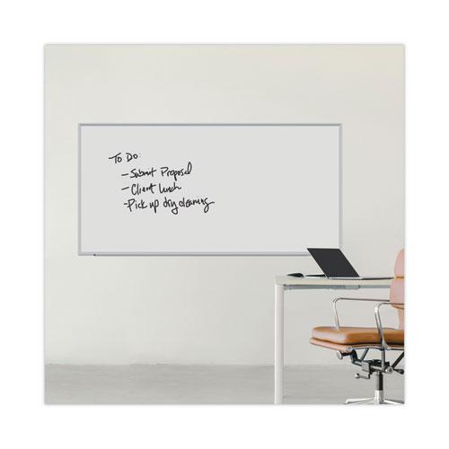 Deluxe Melamine Dry Erase Board, 96 x 48, Melamine White Surface, Silver Anodized Aluminum Frame. Picture 6