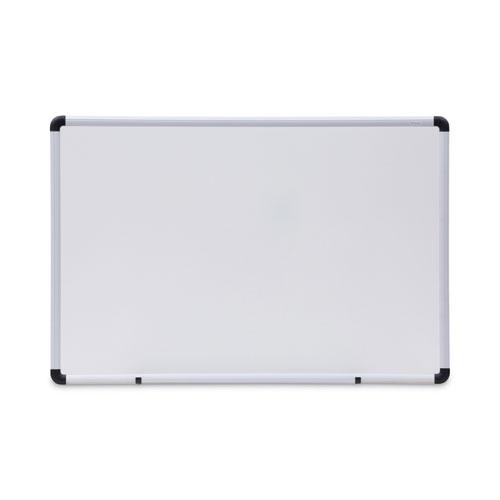 Dry Erase Board, Melamine, 36 x 24, White, Black/Gray Aluminum/Plastic Frame. The main picture.