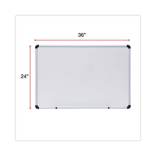 Dry Erase Board, Melamine, 36 x 24, White, Black/Gray Aluminum/Plastic Frame. Picture 3