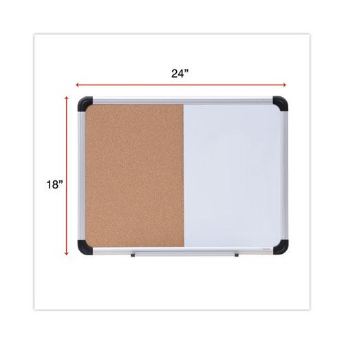 Cork/Dry Erase Board, Melamine, 24 x 18, Tan/White Surface, Gray/Black Aluminum/Plastic Frame. Picture 3
