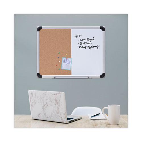 Cork/Dry Erase Board, Melamine, 24 x 18, Tan/White Surface, Gray/Black Aluminum/Plastic Frame. Picture 7