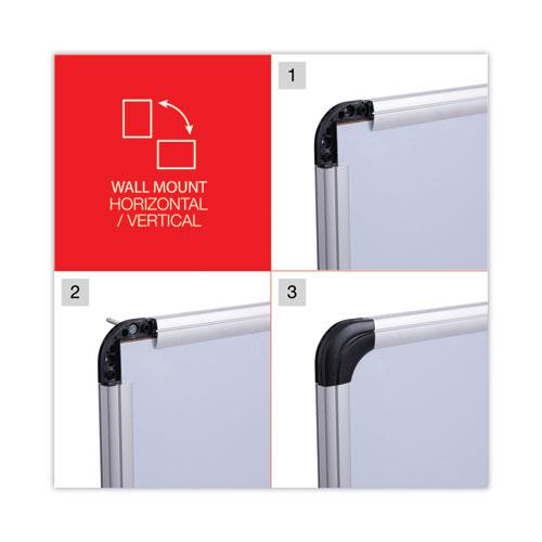 Deluxe Porcelain Magnetic Dry Erase Board, 48 x 36, White Surface, Silver/Black Aluminum Frame. Picture 6