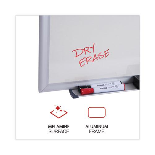 Deluxe Melamine Dry Erase Board, 48 x 36, Melamine White Surface, Silver Aluminum Frame. Picture 2