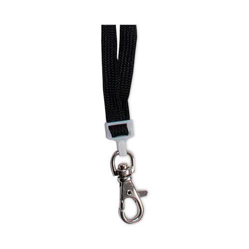 Deluxe Safety Lanyards, Metal Lobster Claw Hook Fastener, 36" Long, Black, 24/Box. Picture 2