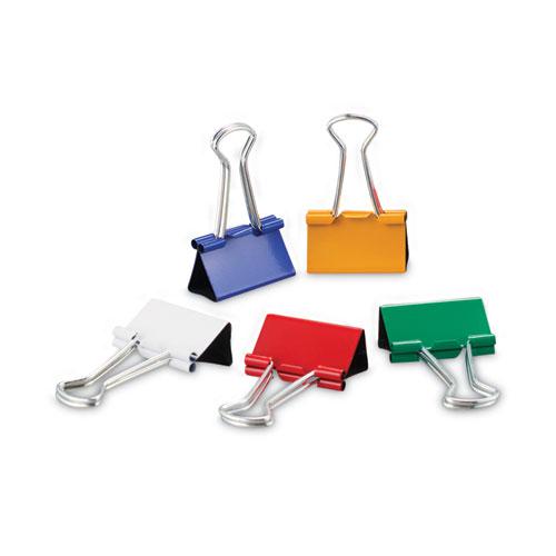 Binder Clips with Storage Tub, Medium, Assorted Colors, 24/Pack. Picture 1