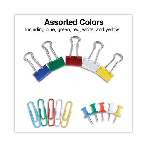 Combo Clip Pack with 3-Tier Organizer Tub, (380) Small Paper Clips, (280) Push Pins, (46) Small Binder Clips, Assorted Colors. Picture 4