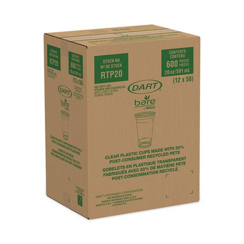Bare Eco-Forward RPET Cold Cups 20 oz, ProPlanet Seal, Leaf Design, Clear, 50/Pack, 12 Packs/Carton. Picture 3