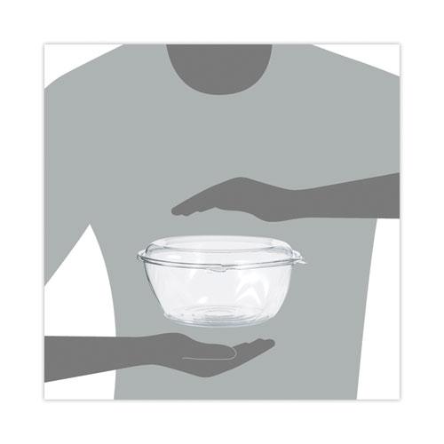 Tamper-Resistant, Tamper-Evident Bowls with Dome Lid, 64 oz, 8.9" Diameter x 4"h, Clear, Plastic, 100/Carton. Picture 5