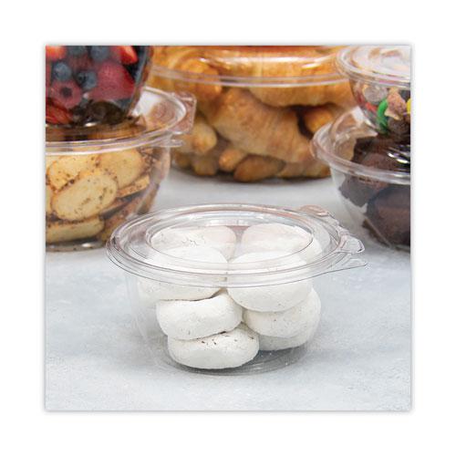 Tamper-Resistant, Tamper-Evident Bowls with Flat Lid, 16 oz, 5.5" Diameter x 2.7"h, Clear, 240/Carton. Picture 6