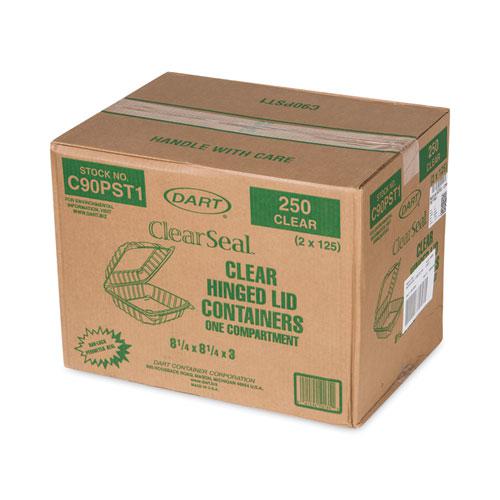 ClearSeal Hinged-Lid Plastic Containers, 8.3 x 8.3 x 3, Clear, Plastic, 250/Carton. Picture 4