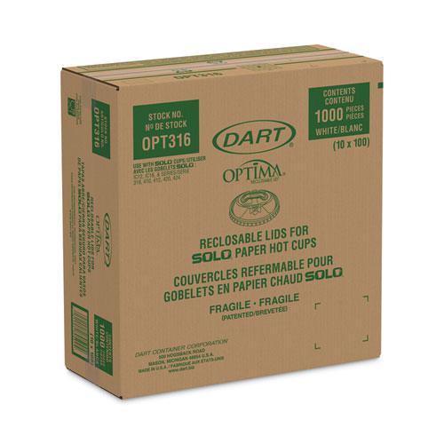 Optima Reclosable Lids for Paper Hot Cups, Fits 10 oz to 24 oz Cups, White, 1,000/Carton. Picture 2
