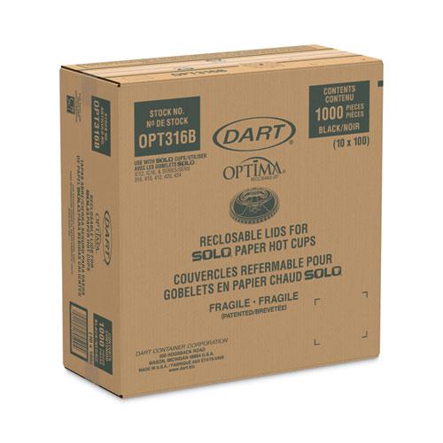 Optima Reclosable Lids for Hot Paper Cups, Fits 10 oz to 24 oz Cups, Black, 1,000/Carton. Picture 4