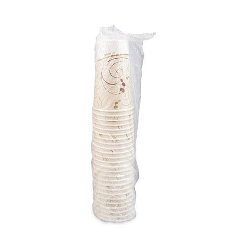 Double Sided Poly Paper Cold Cups, 44 oz, Symphony Design, Tan/Maroon/White, 40/Pack, 12 Packs/Carton. Picture 2